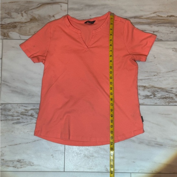 Eddie Bauer Coral Pima Cotton Notch Neck Tee - Size M - Picture 3 of 7
